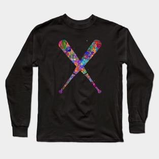 Baseball bat watercolor Long Sleeve T-Shirt